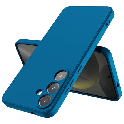 Mobizang Matte Protective Lens Flexible Back Cover for Samsung Galaxy S25 | Slim Silicone with Soft Lining Shockproof Full Body Bumper Case (Blue)