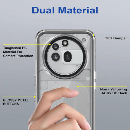 Mobizang Warrior Acrylic Clear Back Cover For Nothing Phone 3A Pro | Slim Shockproof [Military Grade Protection] Hybrid Bumper Case (Grey Sides)