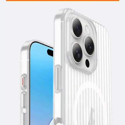 Mobizang Matte Magnetic Wave Grip Back Cover for Apple iPhone 16 | [MagSafe Compatible] Wireless charging, Slim, Metal Buttons, Frosted Back Case (White)