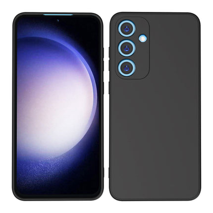 Mobizang Matte Protective Lens Flexible Back Cover for Samsung Galaxy S24 FE | Slim Silicone with Soft Lining Shockproof Full Body Bumper Case (Black)