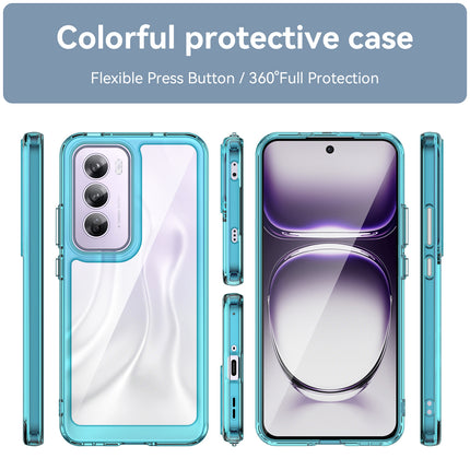 Mobizang Unicorn Acrylic Clear Back Cover For Oppo Reno 12 Pro (5G) | Slim Shockproof [Military Grade Protection] Hybrid Bumper Case (Blue Sides)