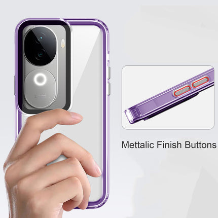 Mobizang Warrior Acrylic Clear Back Cover For Vivo V40E / iQOO Z9S | Slim Shockproof [Military Grade Protection] Hybrid Bumper Case (Purple Sides)