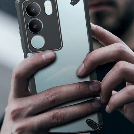 Mobizang Bull Clear Back Cover for Vivo V29 (5G) / Vivo V29 Pro (5G) | [Military Grade Protection] Shock Proof Slim Hybrid Bumper Case (Black)