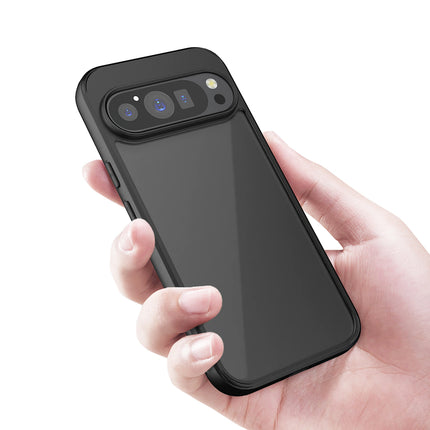 Mobizang Hawkeye Clear Back Cover for Google Pixel 9 / Pixel 9 PRO | Camera Lens Protector Shockproof Slim Clear Case Cover (Black)
