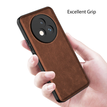 Mobizang Tux Leather Back Cover for Realme P3 PRO 5G | Slim Shockproof Camera Protection Bumper Case (Brown)