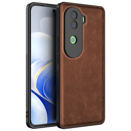 Mobizang Tux Leather Back Cover for Vivo V40E / iQOO Z9S | Slim Shockproof Camera Protection Bumper Case (Brown)