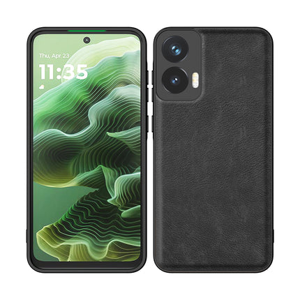 Mobizang Tux Leather Back Cover for Moto G35 | Slim Shockproof Camera Protection Bumper Case (Black)