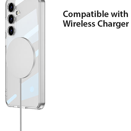Mobizang Clear Airbag + Ring Back Case for Samsung Galaxy S25 Plus | Transparent Shockproof Slim Hard PC Shell Protective Cover (Clear)