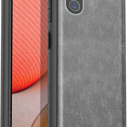 Mobizang Tux Leather Back Cover for Samsung Galaxy M35 (5G) | Slim Shockproof Camera Protection Bumper Case (Grey)