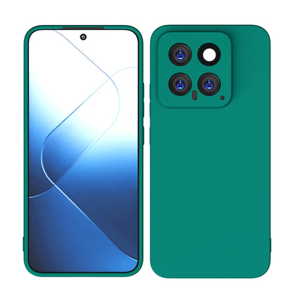 Mobizang Matte Protective Lens Flexible Back Cover for Xiaomi 14 (5G) | Slim Silicone with Soft Lining Shockproof Full Body Bumper Case (Green)