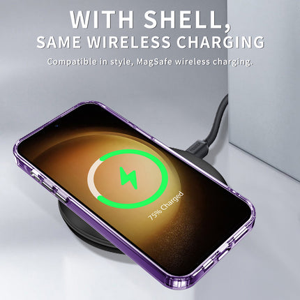 Mobizang Warrior Acrylic Clear Back Cover For Samsung Galaxy S24 FE | Slim Shockproof [Military Grade Protection] Hybrid Bumper Case (Purple Sides)