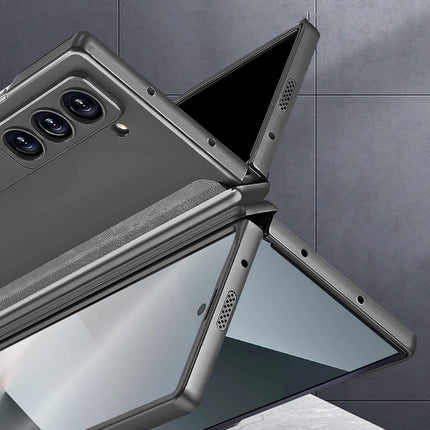 Mobizang Magnetic Hinge With Inbuilt Stand Case for Samsung Galaxy Z Fold 5 | Shockproof Stand Hybrid Bumper Back Cover (Grey)