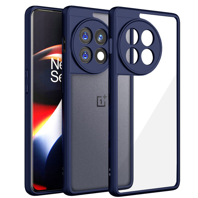 Mobizang Hawkeye Clear Back Cover for OnePlus 11R | Camera Lens Protector Shockproof Slim Clear Case Cover (Blue Sides)