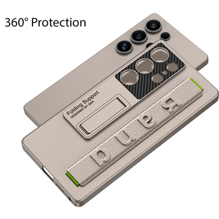 Mobizang Ultra Thin Band + Stand Back Case for Samsung S25 Ultra | Slim Camera Lens Protection Cover with Kickstand (Titanium)