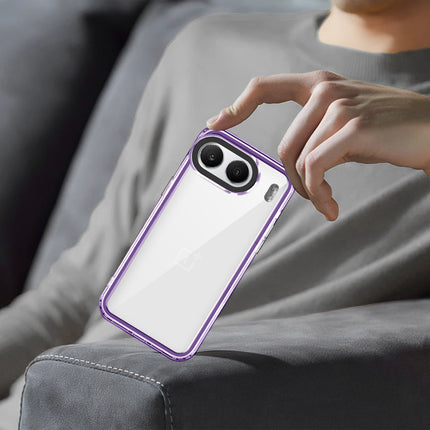 Mobizang Warrior Acrylic Clear Back Cover For OnePlus Nord 4 | Slim Shockproof [Military Grade Protection] Hybrid Bumper Case (Purple Sides)