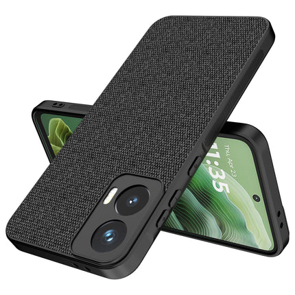 Mobizang Soft Full Fabric Protective Back Case Cover for Moto G35 | Shockproof Slim Hard Anti Slip Back Case (Black)