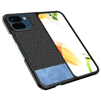 Mobizang Soft Fabric & Leather Hybrid Protective Back Cover for Google Pixel 9 Pro Fold | Shockproof Slim Hard Anti Slip Back Case (Black,Blue)