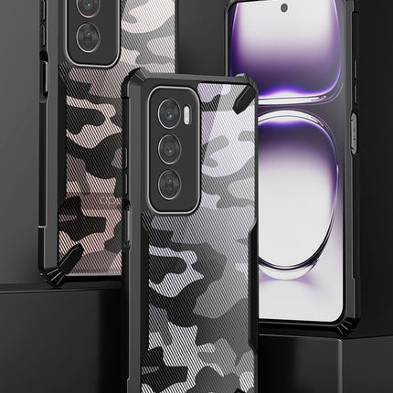 Mobizang Bull Camouflage Back Cover for Oppo Reno 12 (5G) | [Military Grade Protection] Shock Proof Slim Hybrid Bumper Case (Black)