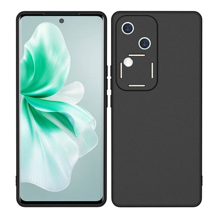 Mobizang Matte Protective Lens Flexible Back Cover for Vivo V30 (5G) | Slim Silicone with Soft Lining Shockproof Full Body Bumper Case (Black)