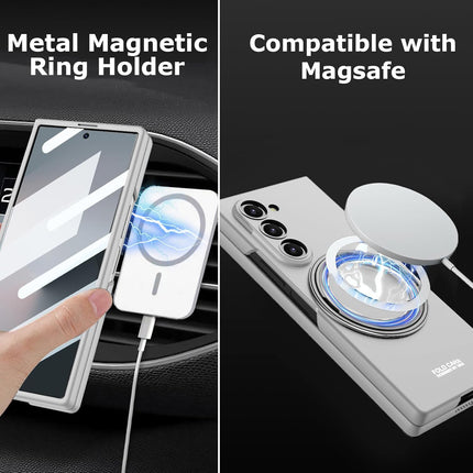 Mobizang Ultra Thin Magsafe Ring Back Case for Samsung Galaxy Z Fold 6 | Shockproof Slim Hard Protective Cover (Silver)