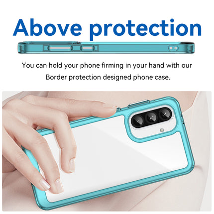 Mobizang Unicorn Acrylic Clear Back Cover For Samsung Galaxy A56 | Slim Shockproof [Military Grade Protection] Hybrid Bumper Case (Blue Sides)