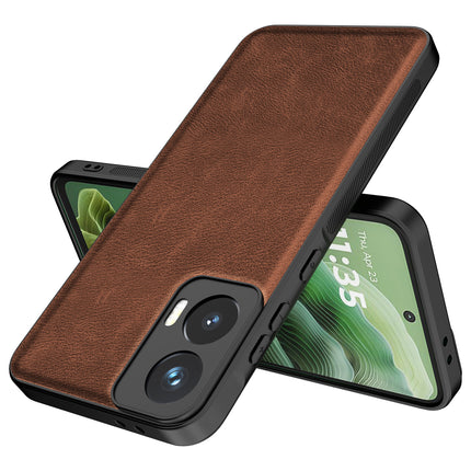 Mobizang Tux Leather Back Cover for Moto G35 | Slim Shockproof Camera Protection Bumper Case (Brown)
