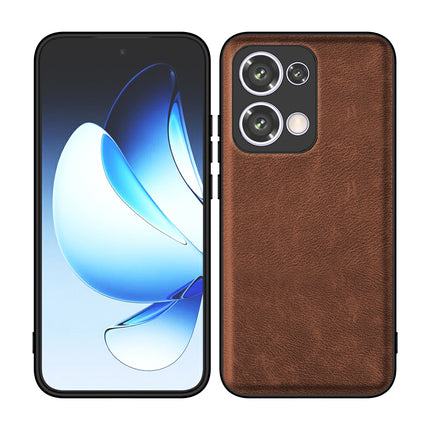 Mobizang Tux Leather Back Cover for Oppo Reno 13 5G | Slim Shockproof Camera Protection Bumper Case (Brown)