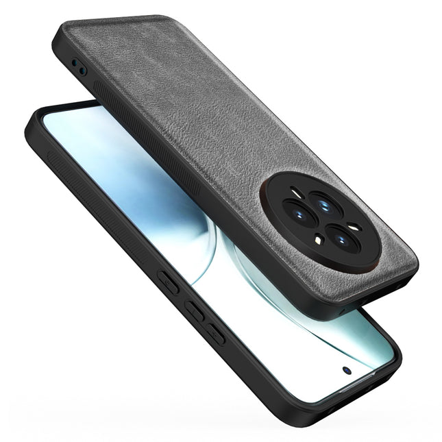 Mobizang Tux Leather Back Cover for Realme 14 Pro+ (Plus) 5G | Slim Shockproof Camera Protection Bumper Case (Grey)
