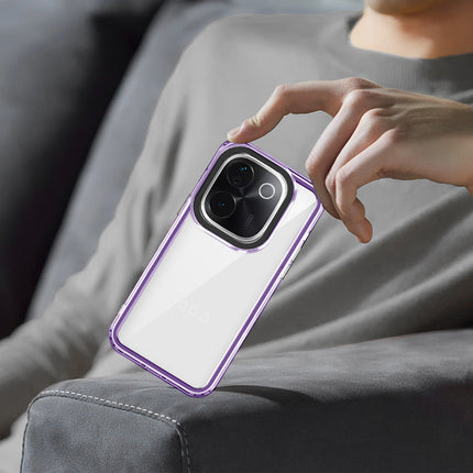 Mobizang Warrior Acrylic Clear Back Cover For Iqoo Z9S Pro (5G) | Slim Shockproof [Military Grade Protection] Hybrid Bumper Case (Purple Sides)