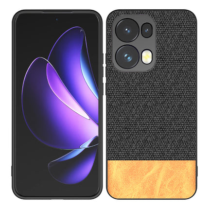 Mobizang Soft Fabric & Leather Hybrid Protective Back Cover for Oppo Reno 13 Pro | Shockproof Slim Hard Anti Slip Back Case (Black,Brown)