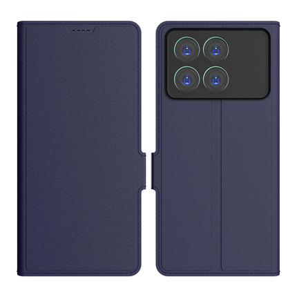 Kapa Noble Slim Magnetic Leather Flip Case Cover for Poco X6 PRO | Card Holder Stand Flip Wallet Case (Blue)