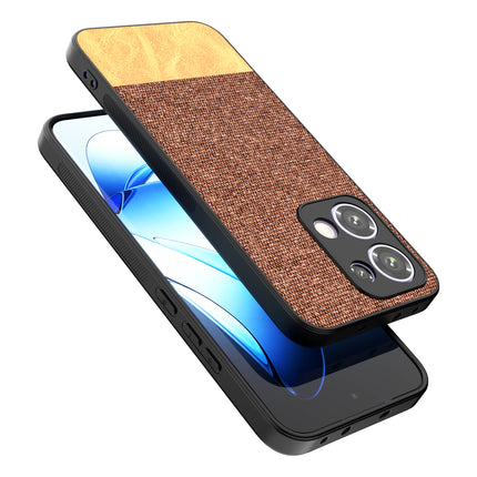 Mobizang Soft Fabric & Leather Hybrid Protective Back Cover for Oppo Reno 13 5G | Shockproof Slim Hard Anti Slip Back Case (Brown)