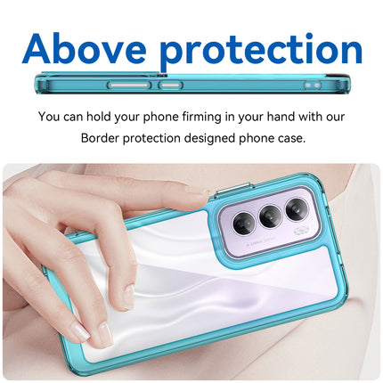 Mobizang Unicorn Acrylic Clear Back Cover For Oppo Reno 12 Pro (5G) | Slim Shockproof [Military Grade Protection] Hybrid Bumper Case (Blue Sides)