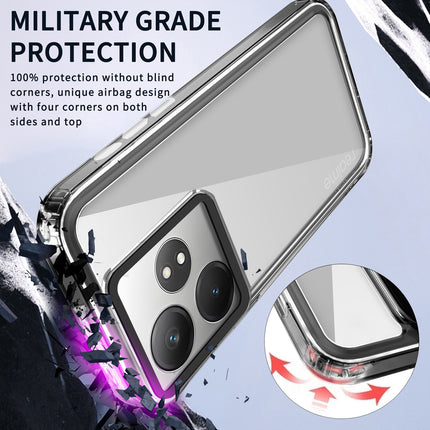 Mobizang Warrior Acrylic Clear Back Cover For Realme GT 6 / GT 6T | Slim Shockproof [Military Grade Protection] Hybrid Bumper Case (Grey Sides)