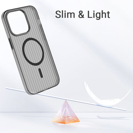 Mobizang Matte Magnetic Wave Grip Back Cover for Apple iPhone 16 Pro | [MagSafe Compatible] Wireless charging, Slim, Metal Buttons, Frosted Back Case (Grey)