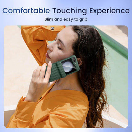 Mobizang Geometric Hinge Protection Back Cover for Samsung Galaxy Z Flip6 / Flip 6 | with [Inbuilt Glass] Full Body Shockproof Hard Back Case (Dark Green)