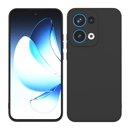 Mobizang Matte Protective Lens Flexible Back Cover for Oppo Reno 13 5G | Slim Silicone with Soft Lining Shockproof Full Body Bumper Case (Black)