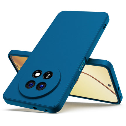 Mobizang Matte Protective Lens Flexible Back Cover for Realme 12 / 12X / Narzo 70X (5G) | Slim Silicone with Soft Lining Shockproof Full Body Bumper Case (Blue)