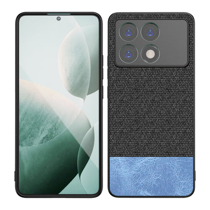 Mobizang Soft Fabric & Leather Hybrid Protective Back Cover for Poco X6 Pro | Shockproof Slim Hard Anti Slip Back Case (Black,Blue)