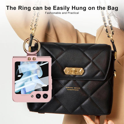 Mobizang Ultra Thin PC Ring Back Case for Samsung Galaxy Flip6 / Z Flip 6 | Shockproof Slim Hard Protective Cover (Pink)