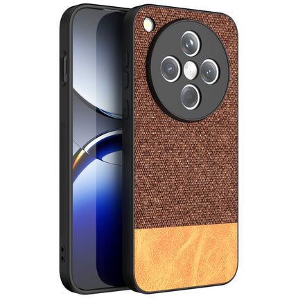 Mobizang Soft Fabric & Leather Hybrid Protective Back Cover for Oppo Find X8 | Shockproof Slim Hard Anti Slip Back Case (Brown)