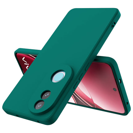 Mobizang Matte Protective Lens Flexible Back Cover for Vivo V50 / V50E 5G | Slim Silicone with Soft Lining Shockproof Full Body Bumper Case (Green)
