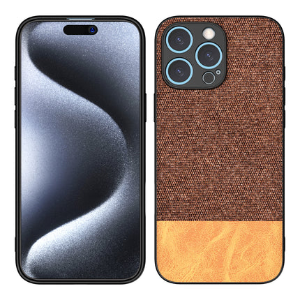 Mobizang Soft Fabric & Leather Hybrid Protective Back Cover for Apple iPhone 16 Pro | Shockproof Slim Hard Anti Slip Back Case (Brown)