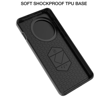 Mobizang Armor Slider Back Cover for OnePlus 13R | Inbuilt Ring + Camera Slider Shockproof Lens Protection Bumper Back Case (Grey)