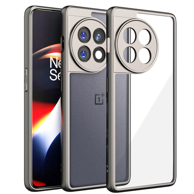 Mobizang Hawkeye Clear Back Cover for OnePlus 11R | Camera Lens Protector Shockproof Slim Clear Case Cover (Grey Sides)