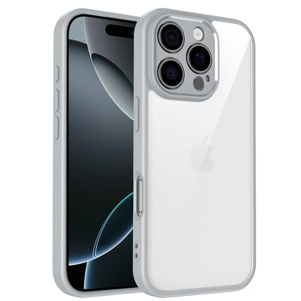 Mobizang Hawkeye Clear Back Cover for Apple iPhone 16 Pro | Camera Lens Protector Shockproof Slim Clear Case Cover (Grey Sides)