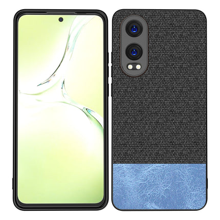 Mobizang Soft Fabric & Leather Hybrid Protective Back Cover for OnePlus Nord CE 4 Lite | Shockproof Slim Hard Anti Slip Back Case (Black,Blue)