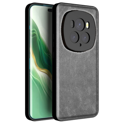 Mobizang Tux Leather Back Cover for Honor Magic 6 PRO | Slim Shockproof Camera Protection Bumper Case (Grey)