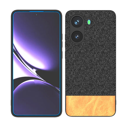 Mobizang Soft Fabric & Leather Hybrid Protective Back Cover for Poco X7 Pro | Shockproof Slim Hard Anti Slip Back Case (Black,Brown)