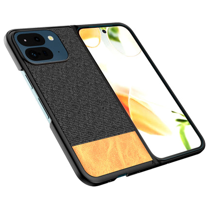 Mobizang Soft Fabric & Leather Hybrid Protective Back Cover for Google Pixel 9 Pro Fold | Shockproof Slim Hard Anti Slip Back Case (Black,Brown)